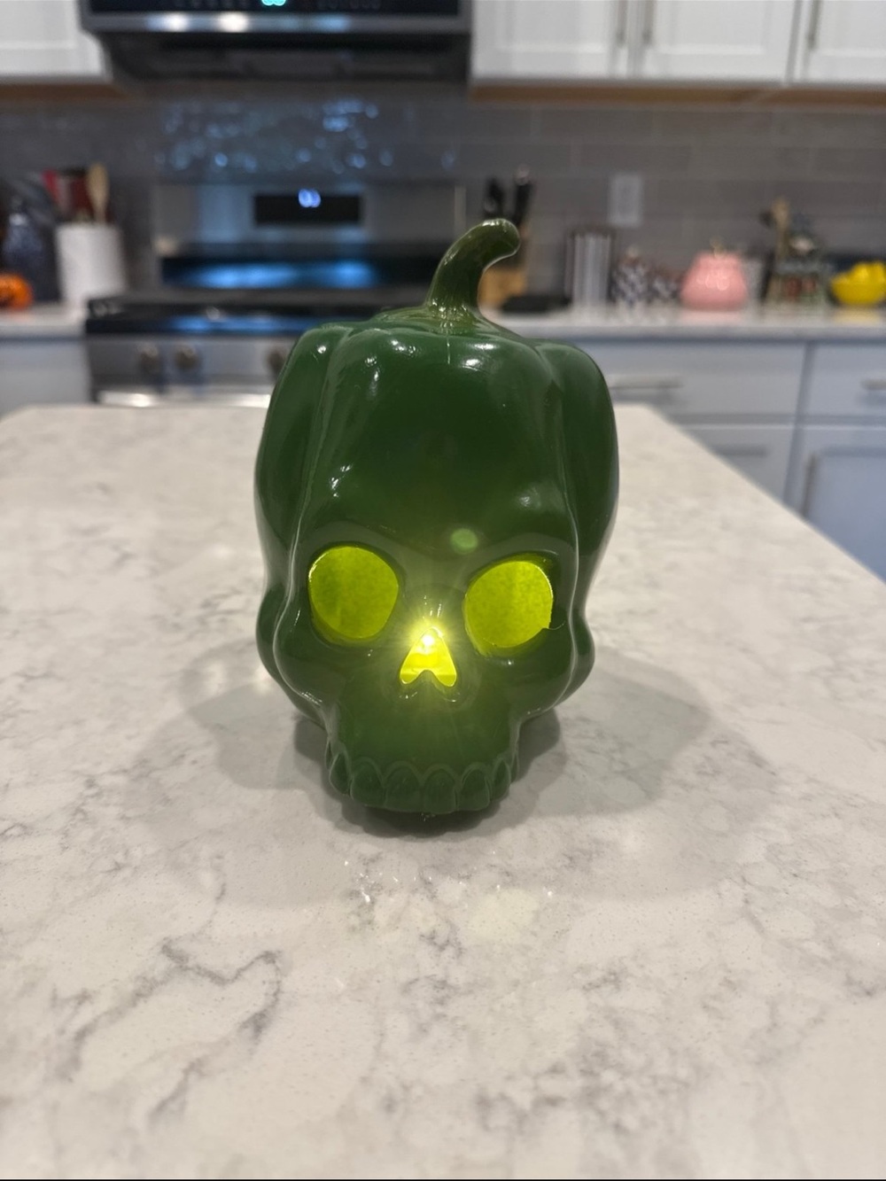 Hyde and Eek Green Pepper Skull Halloween Light Up Decor